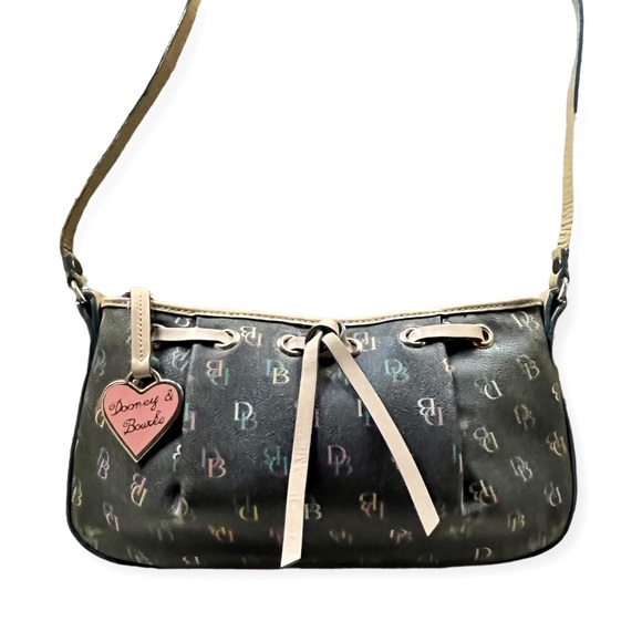 DOONEY & BOURKE " IT " Signature Monogram Coated Leather Small Hobo Purse - Picture 3 of 10